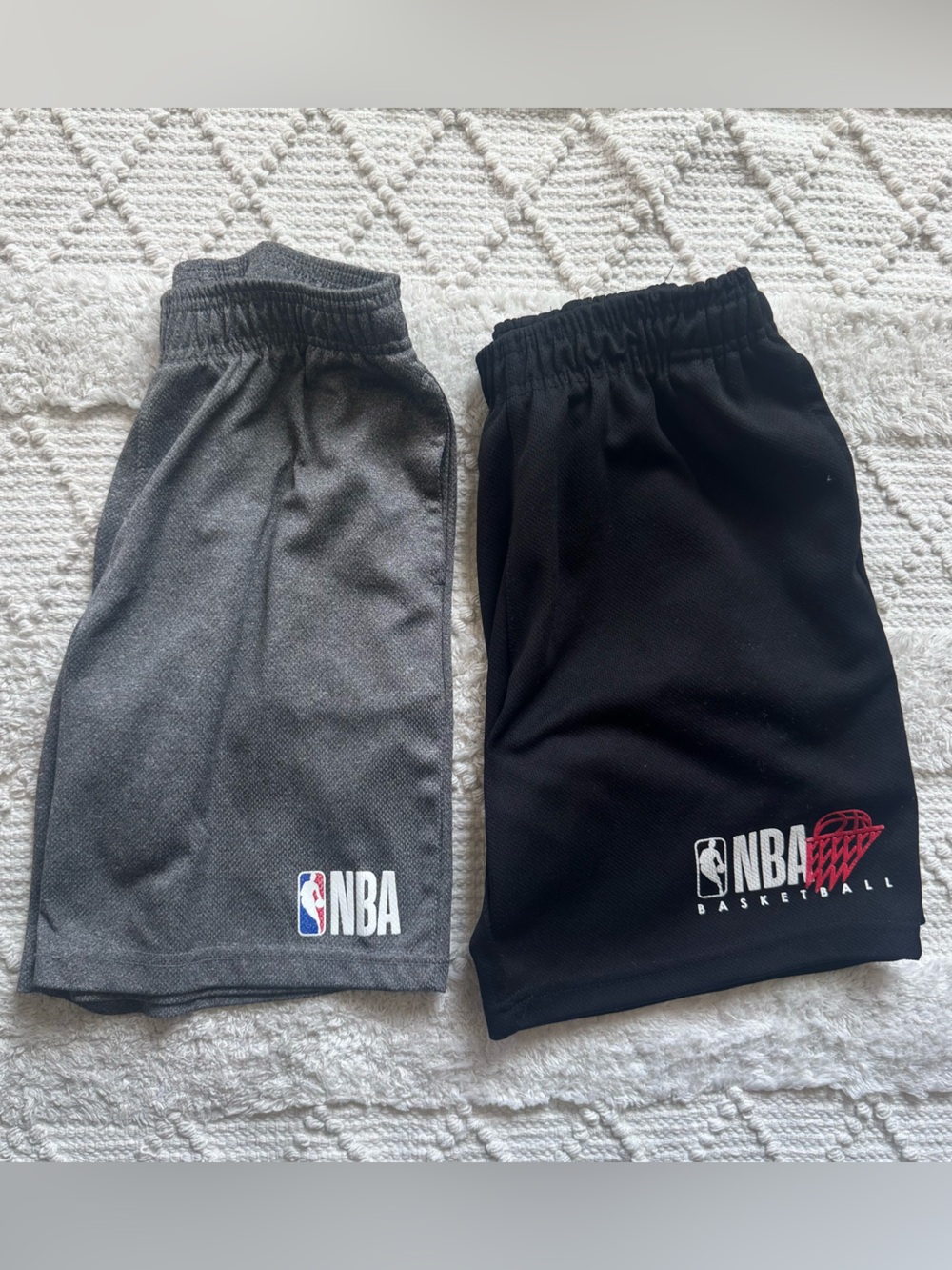NBA Two-Pack Boys' Athletic Shorts in Black and Gray with Logo Size 14-16